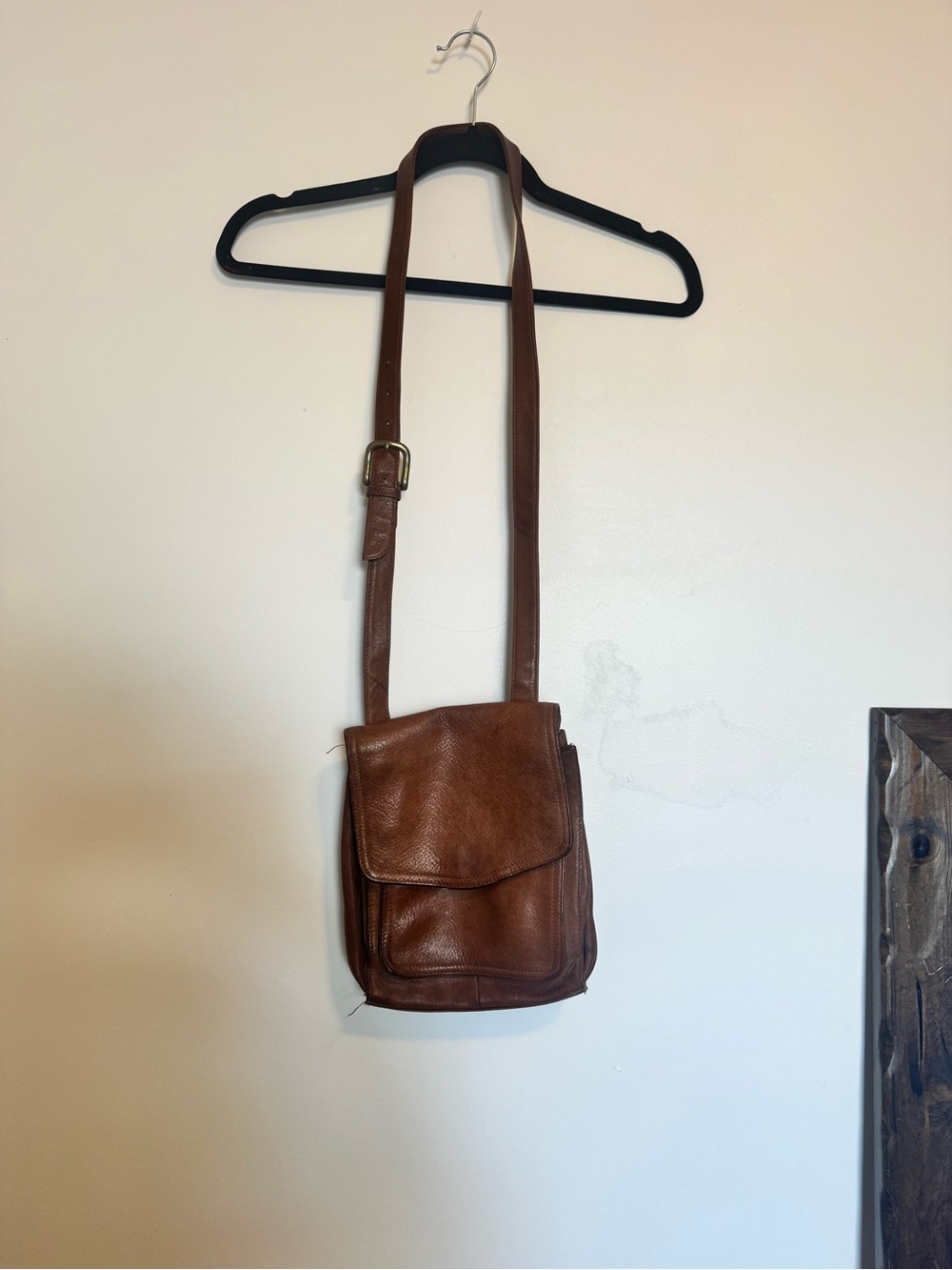 Fossil Chestnut Brown Leather Messenger Crossbody